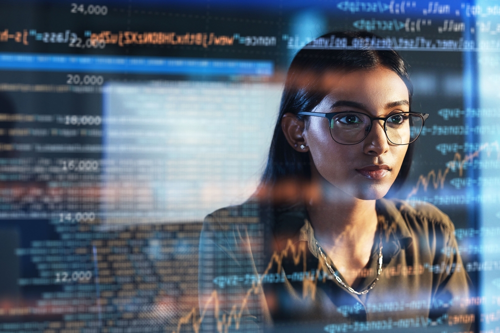 Enterprise architect reviewing data behind a digital transformation strategy
